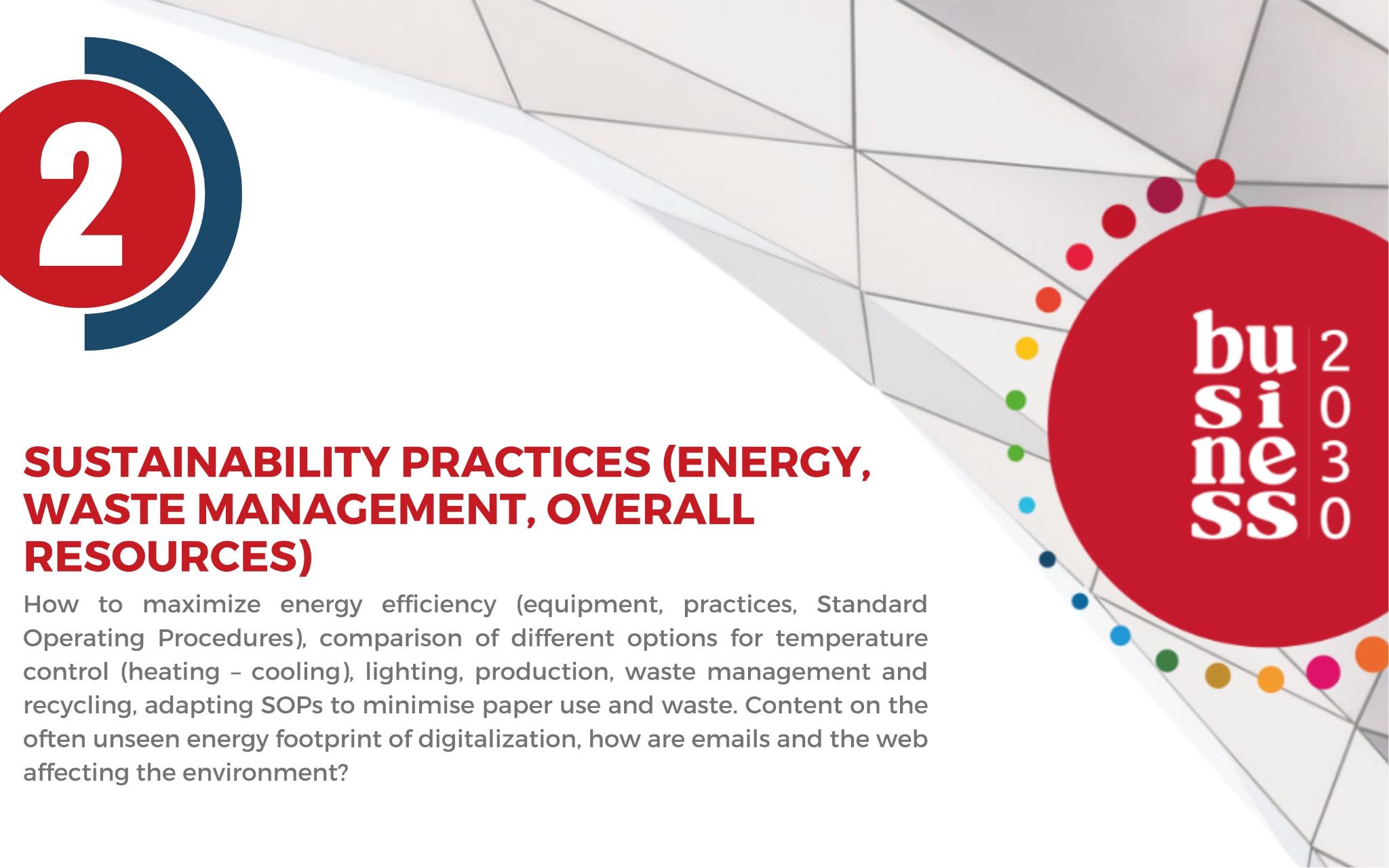 2. Sustainability practices for SMEs (energy, waste, resources)